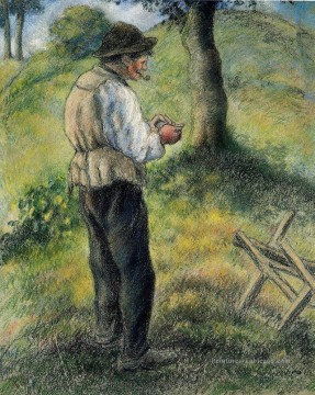 père melon allumant sa pipe Camille Pissarro Peinture à l'huile